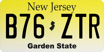 NJ license plate B76ZTR