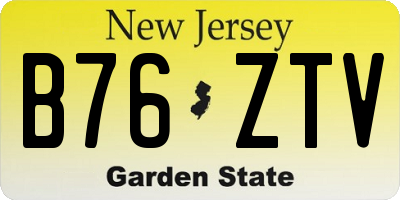 NJ license plate B76ZTV
