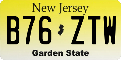 NJ license plate B76ZTW