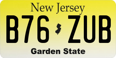 NJ license plate B76ZUB