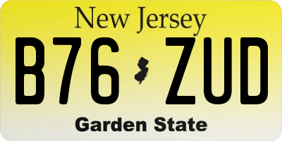 NJ license plate B76ZUD