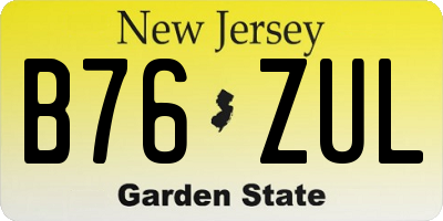 NJ license plate B76ZUL
