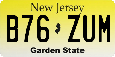 NJ license plate B76ZUM