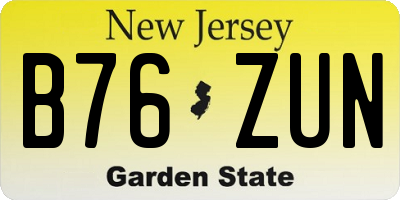 NJ license plate B76ZUN