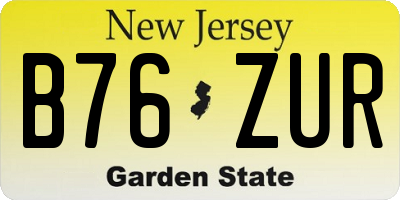 NJ license plate B76ZUR