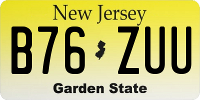 NJ license plate B76ZUU