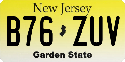 NJ license plate B76ZUV