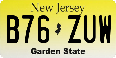 NJ license plate B76ZUW
