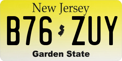 NJ license plate B76ZUY