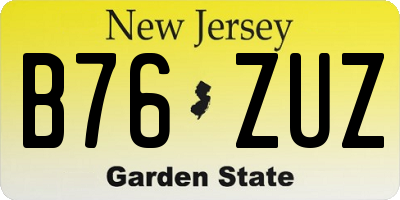 NJ license plate B76ZUZ