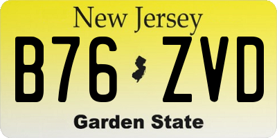NJ license plate B76ZVD