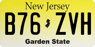 NJ license plate B76ZVH