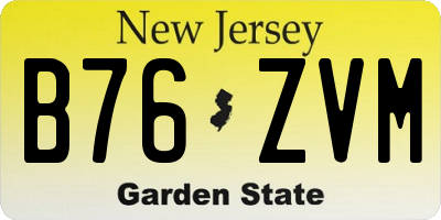 NJ license plate B76ZVM
