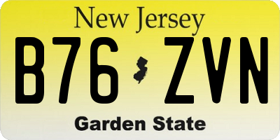 NJ license plate B76ZVN
