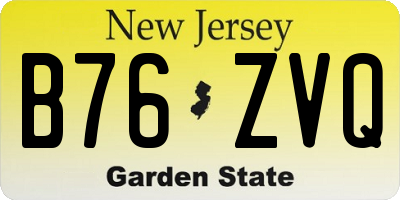 NJ license plate B76ZVQ