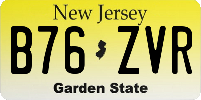 NJ license plate B76ZVR