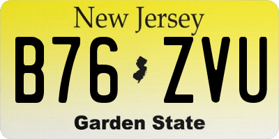 NJ license plate B76ZVU