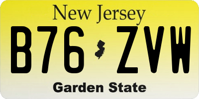 NJ license plate B76ZVW