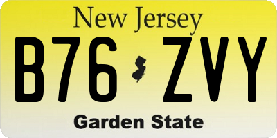 NJ license plate B76ZVY