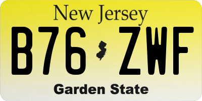 NJ license plate B76ZWF