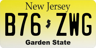 NJ license plate B76ZWG