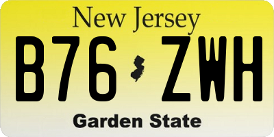 NJ license plate B76ZWH