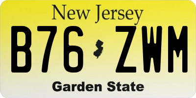 NJ license plate B76ZWM