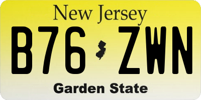 NJ license plate B76ZWN