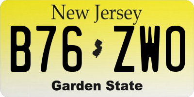 NJ license plate B76ZWO