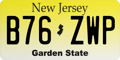 NJ license plate B76ZWP