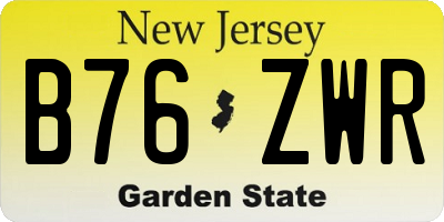 NJ license plate B76ZWR