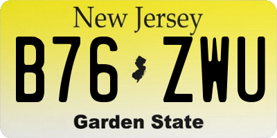 NJ license plate B76ZWU