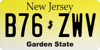 NJ license plate B76ZWV