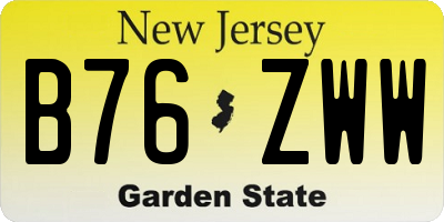 NJ license plate B76ZWW
