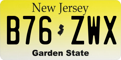 NJ license plate B76ZWX
