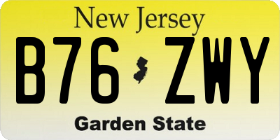 NJ license plate B76ZWY