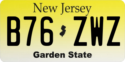 NJ license plate B76ZWZ