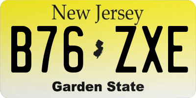 NJ license plate B76ZXE