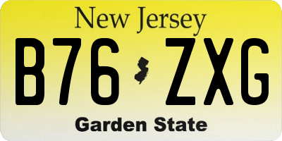 NJ license plate B76ZXG