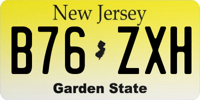 NJ license plate B76ZXH