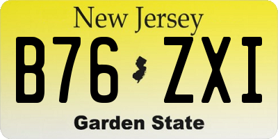 NJ license plate B76ZXI