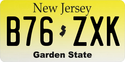 NJ license plate B76ZXK
