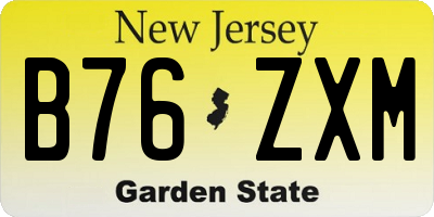 NJ license plate B76ZXM
