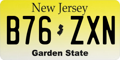 NJ license plate B76ZXN