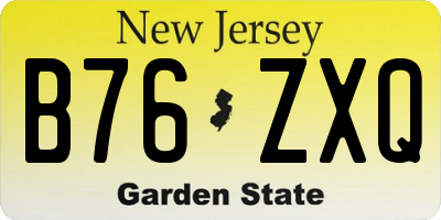 NJ license plate B76ZXQ