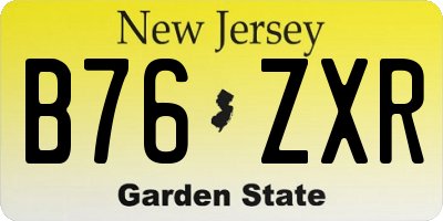 NJ license plate B76ZXR