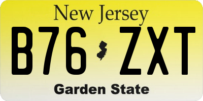 NJ license plate B76ZXT