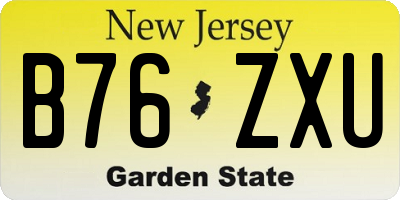 NJ license plate B76ZXU