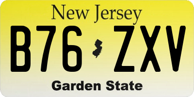 NJ license plate B76ZXV
