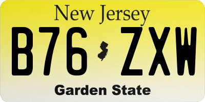 NJ license plate B76ZXW